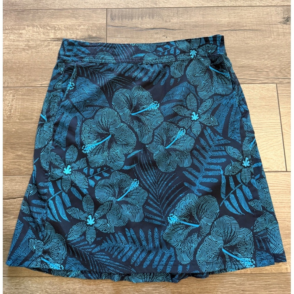 RipSkirt Hawaii Length 2 Navy Turquoise Hibiscus Floral Wrap Skirt Small